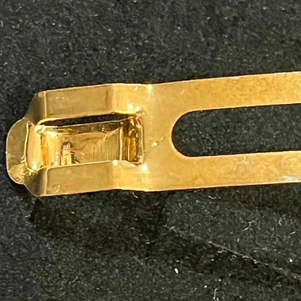 France Luxe Rectangular Barrette Alba Cream Gold Tone 3.5”